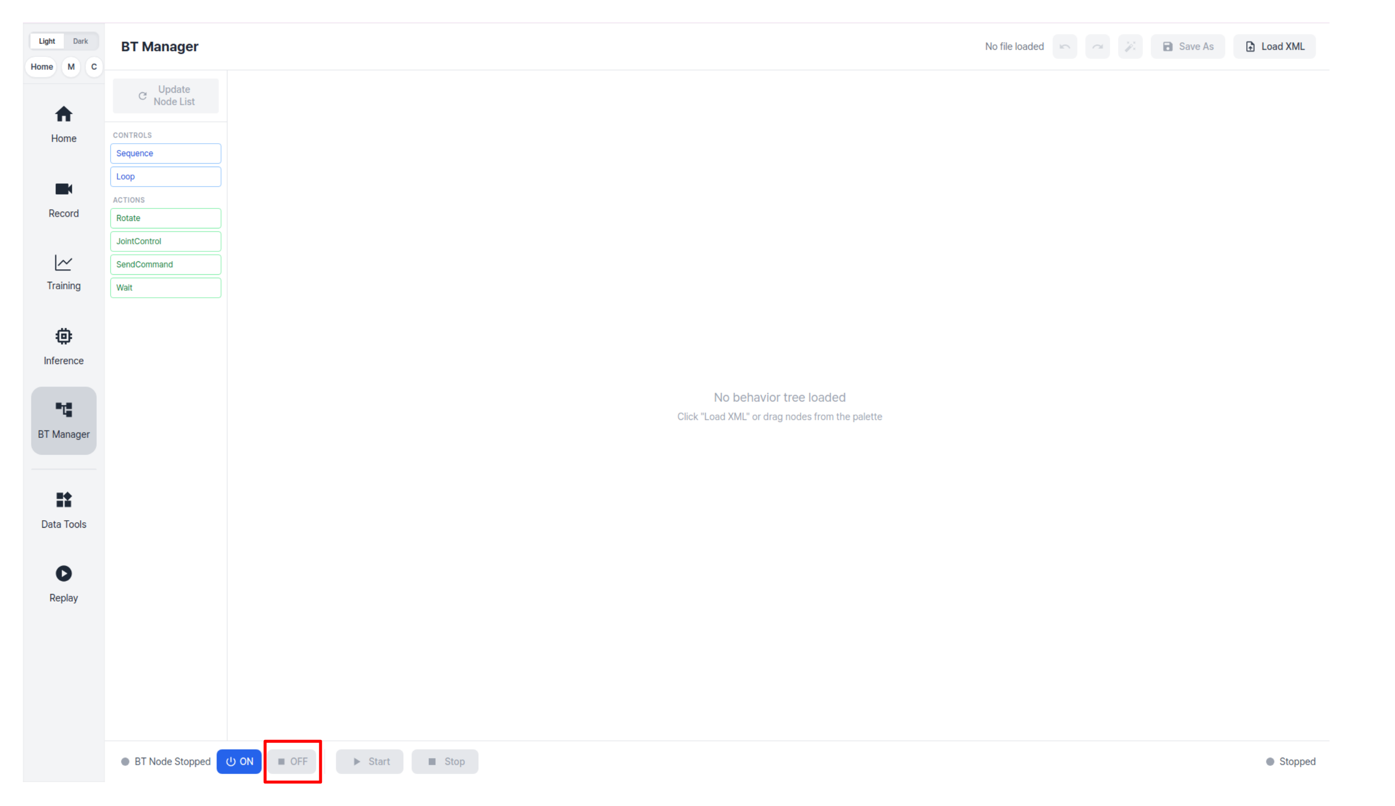 AI Worker BT Manager Main Page