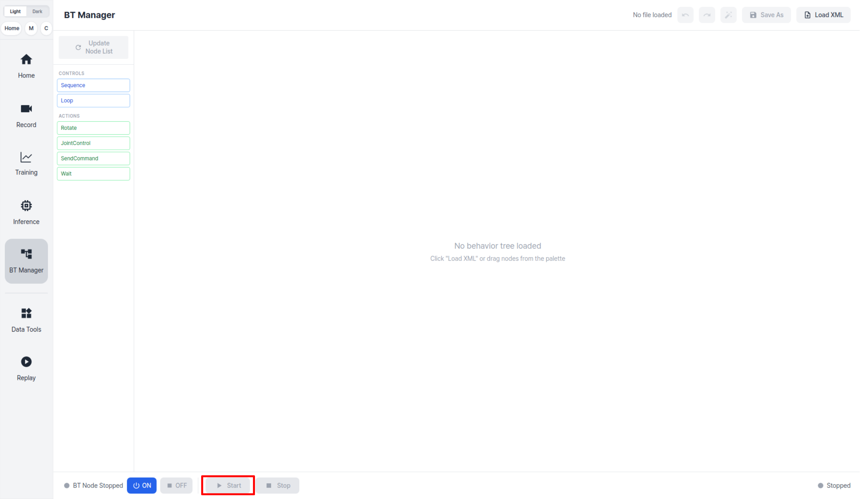AI Worker BT Manager Main Page