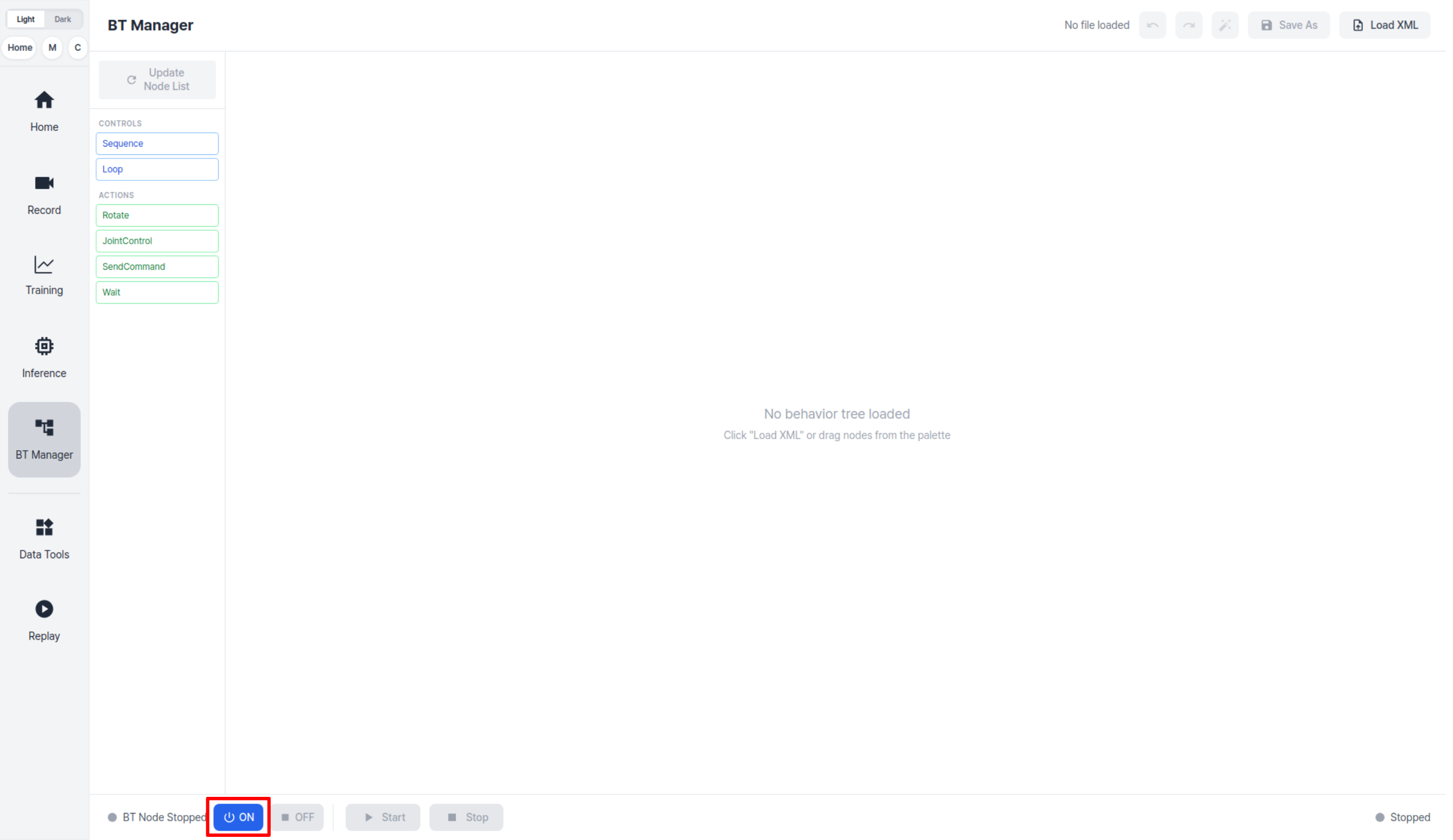 AI Worker BT Manager Main Page