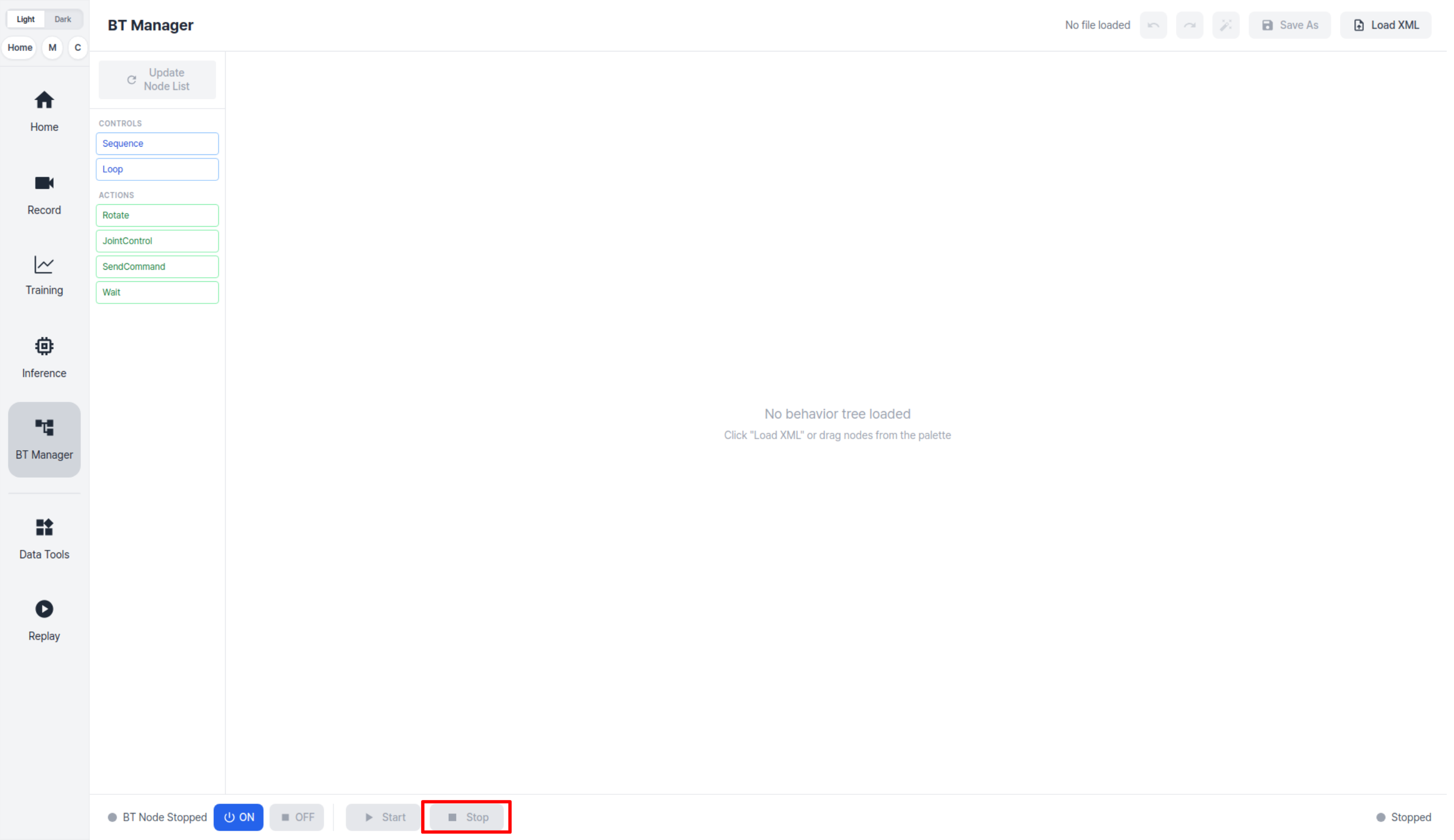 AI Worker BT Manager Main Page
