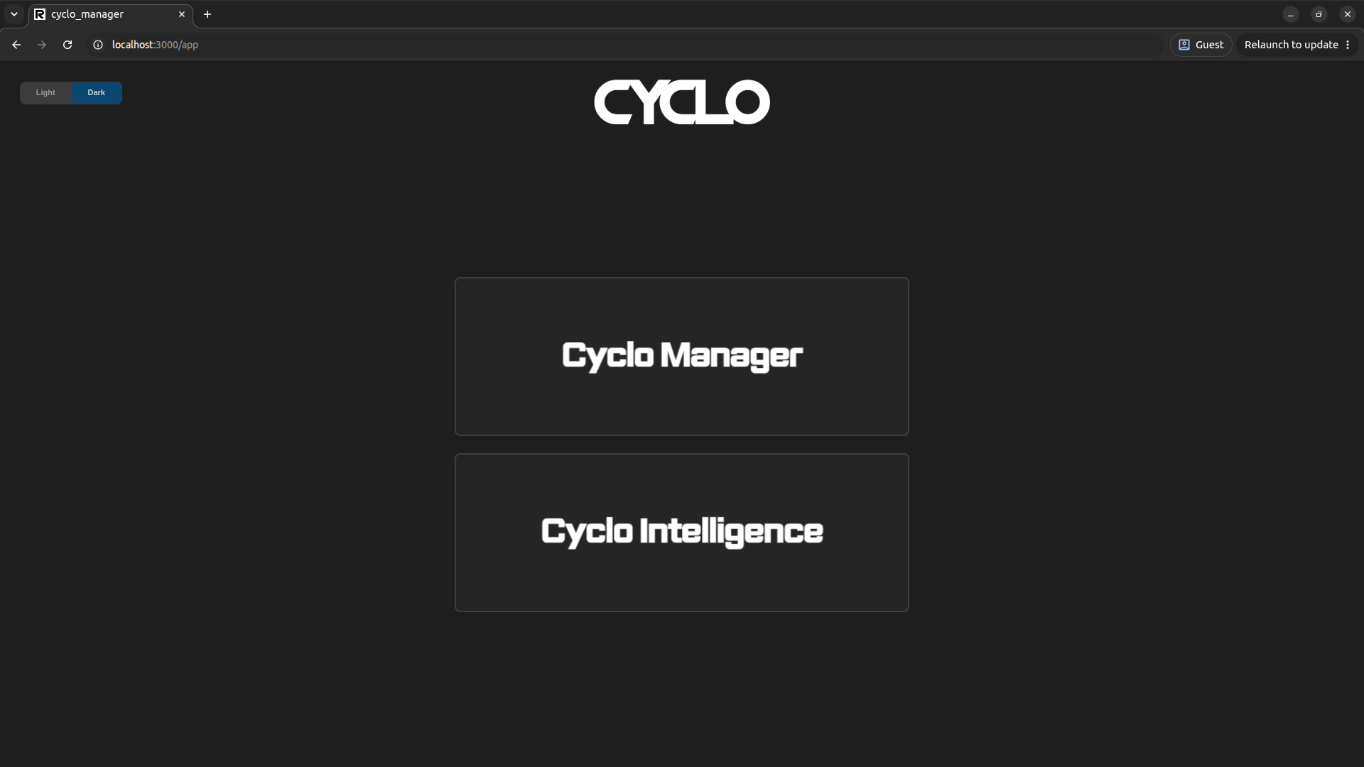 Cyclo Manager App Page