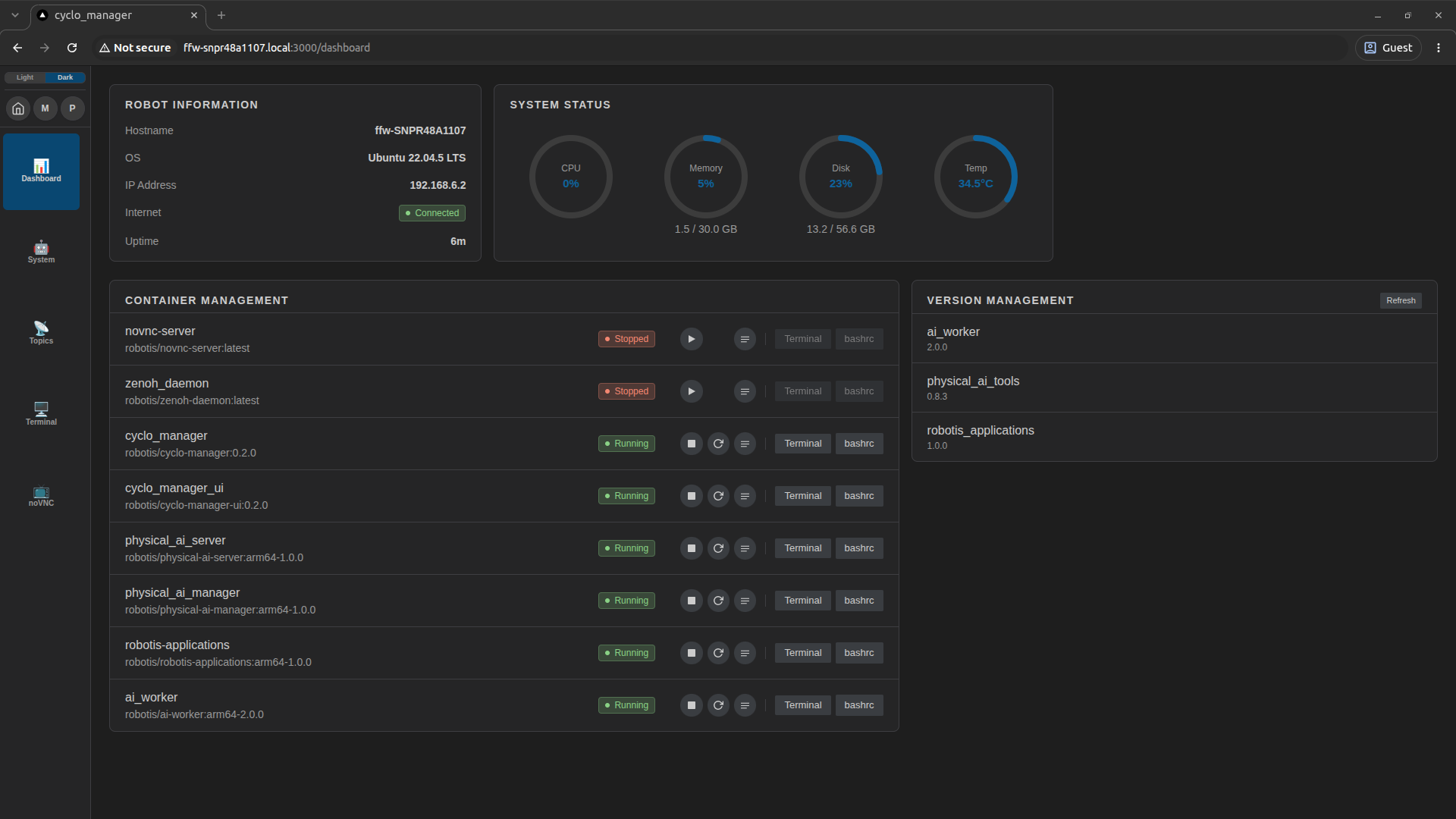 Dashboard Page