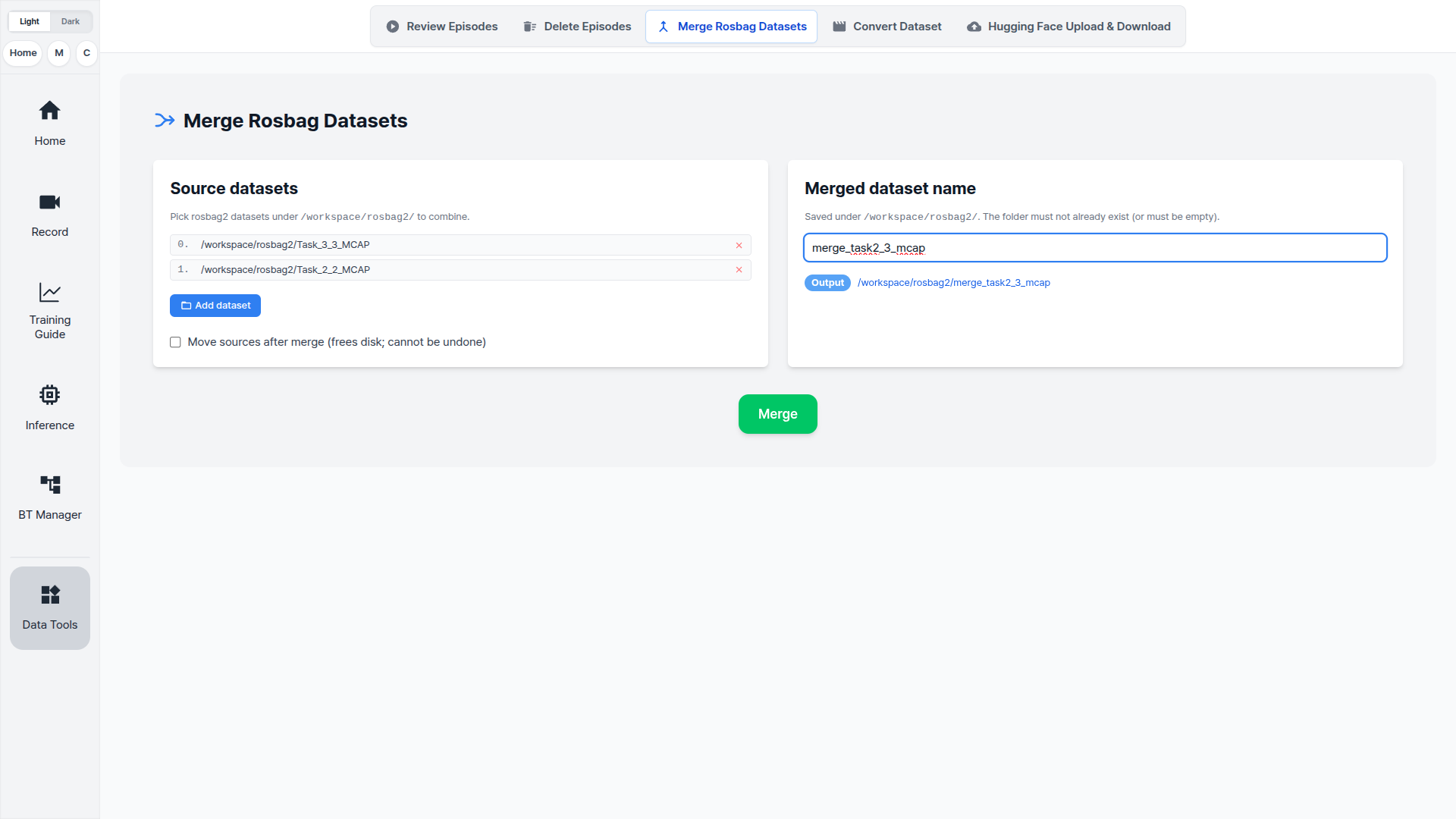 Merge Rosbag Datasets