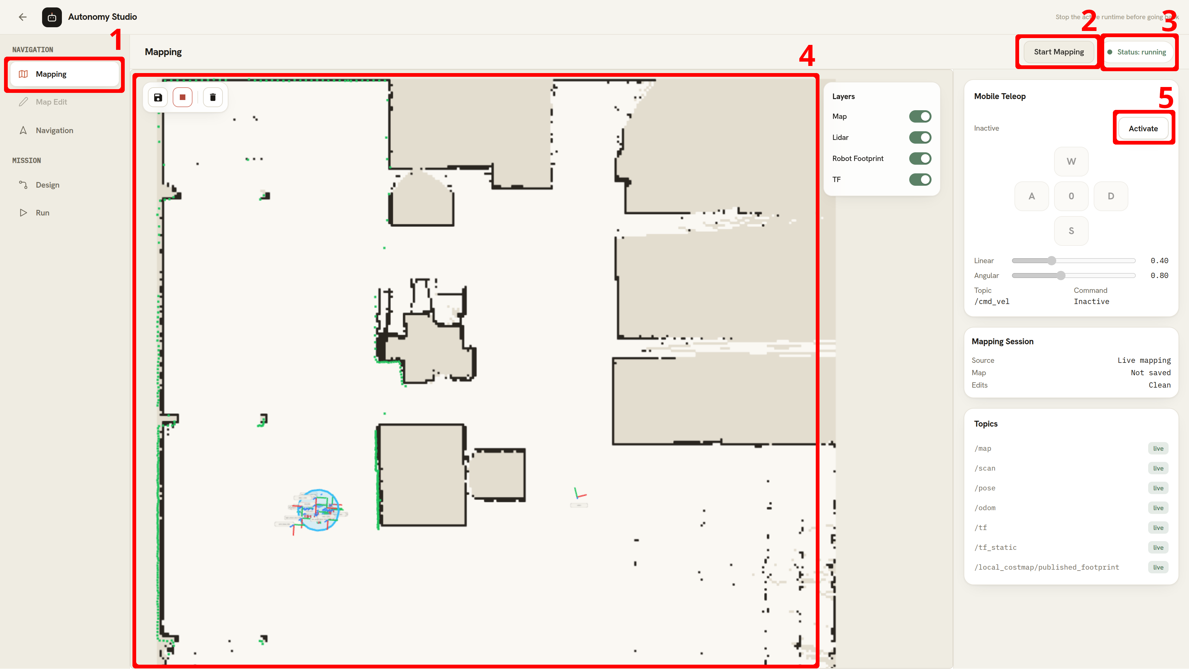 Mapping button and Mapping canvas in Mission Canvas