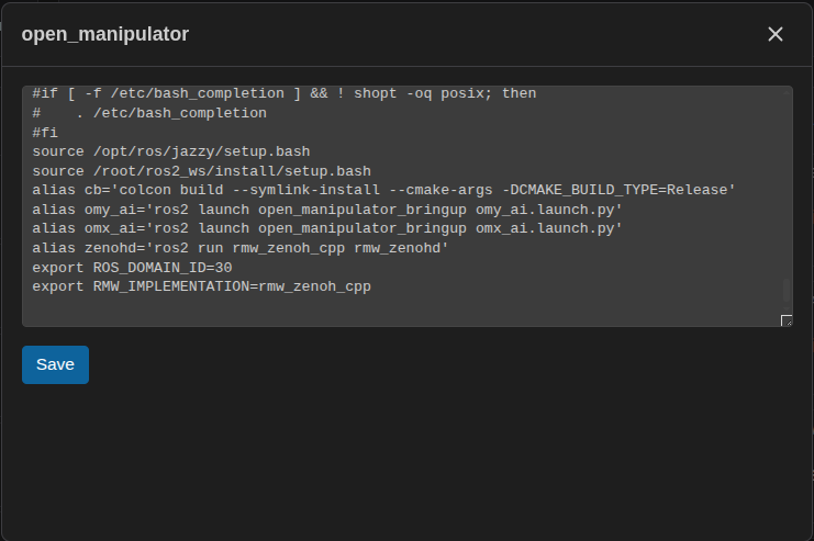Editing container .bashrc