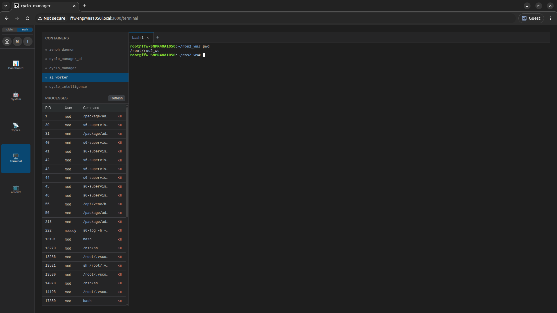 Terminal page