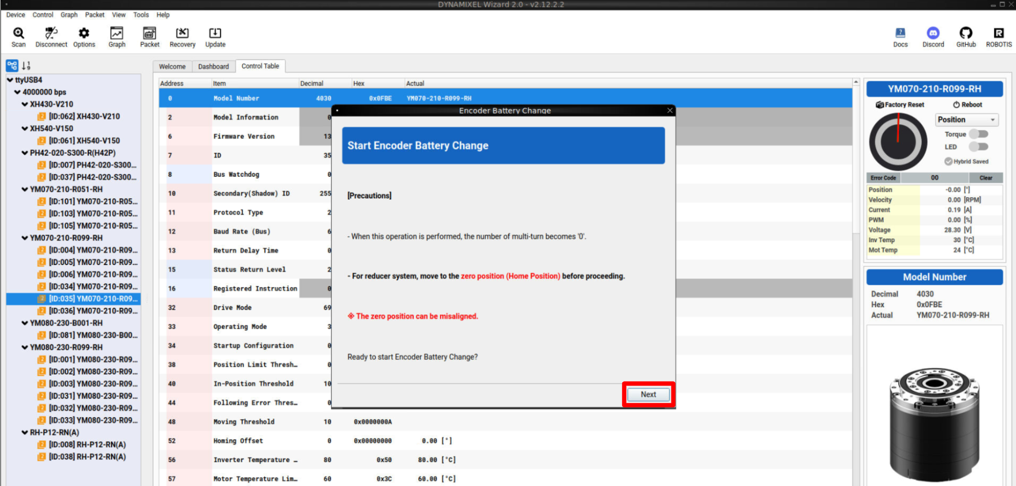 multi turn encoder battery change