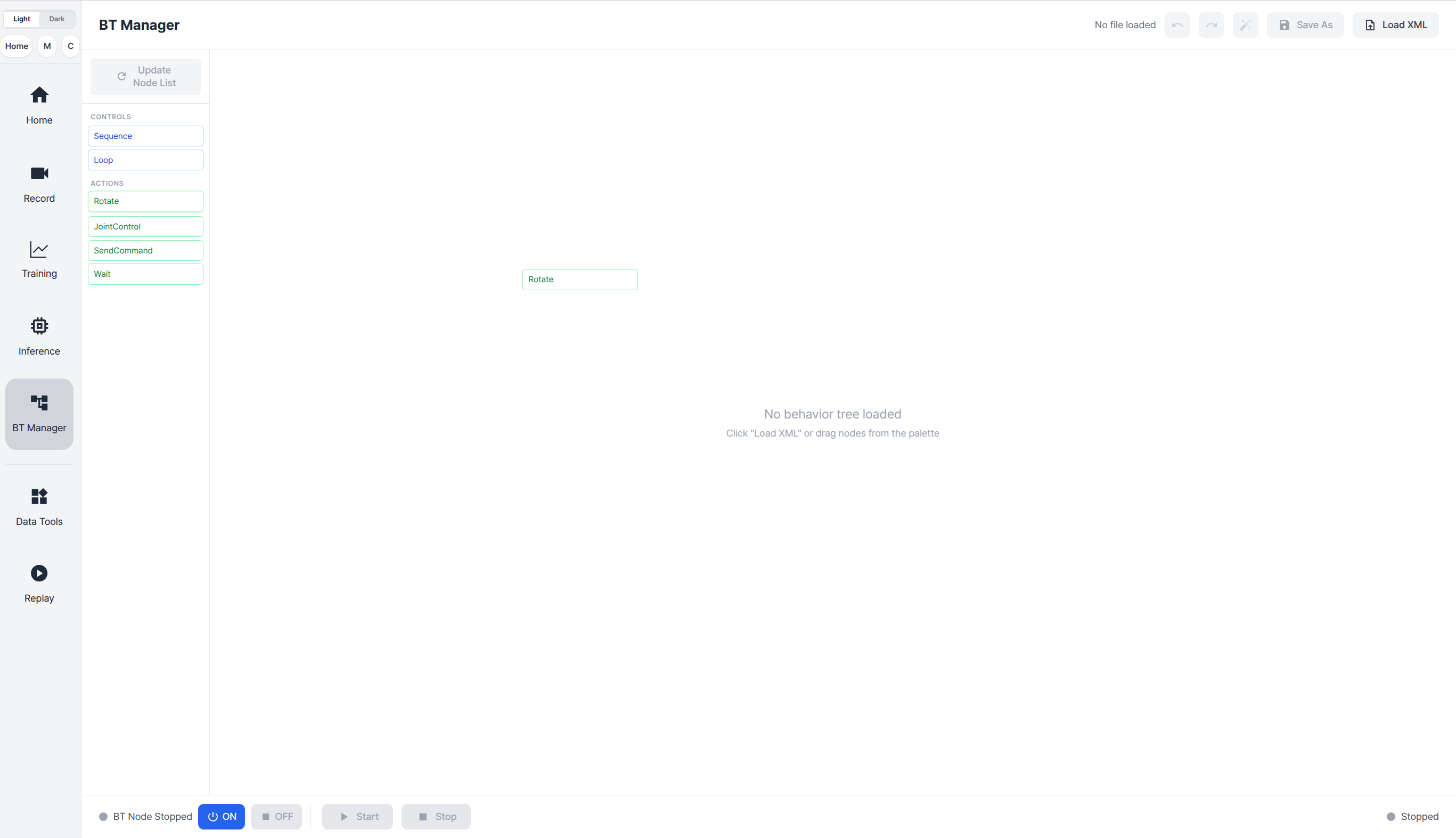 Drag a BT node from the node catalog